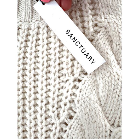 SANCTUARY Sweater Size XL NEW Crafted Fringe Sweater Chalk Cream - Picture 3 of 8